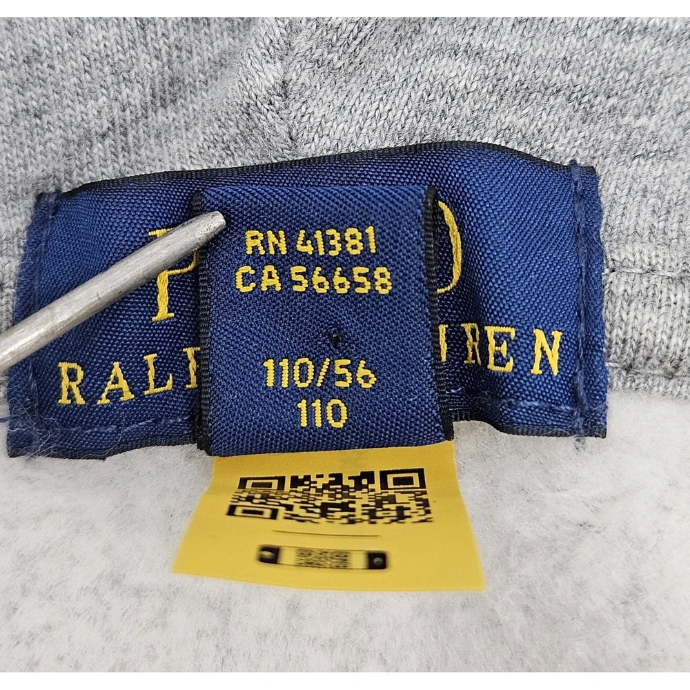 Polo Ralph Lauren Boy's 4T Toddler Full Zip Fleece Hoodie Gray, Navy Pony, EUC!